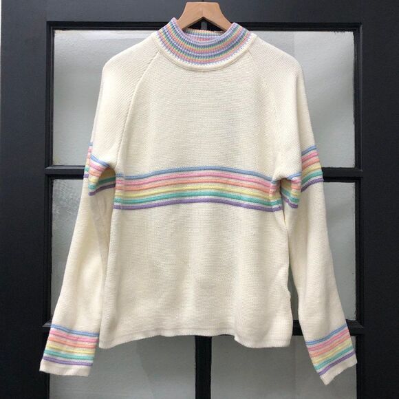 New UNIF Cream & Pastel Stripe Prisma Sweater - XS - Picture 1 of 8